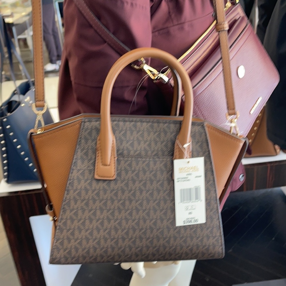 Michael Kors Avril Small Top Zip Satchel Shoulder Bag Color Brown - Picture 8 of 16